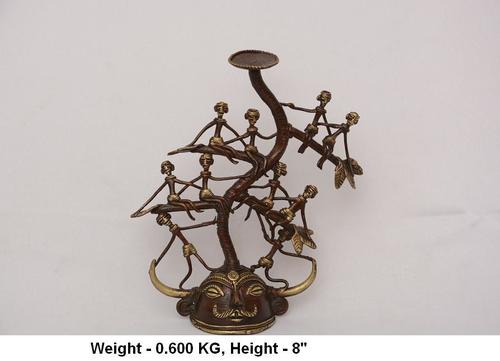 Golden And Brown Face Candle Stand