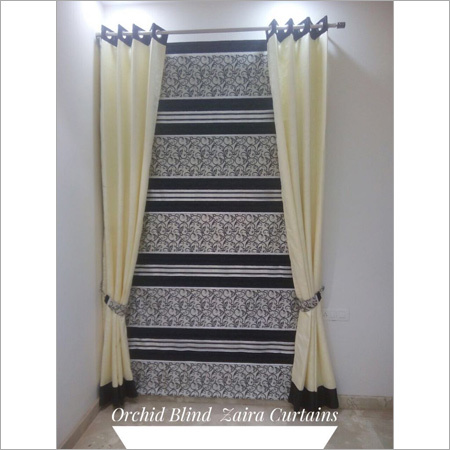 Orchid Blind Zaira Curtains - Polyester Material, 500g Weight | Modern Design, Printed Pattern, White and Black Color, Suitable for Home, Hotel, Office