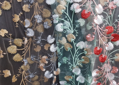 फैंसी कढ़ाई नेट फैब्रिक