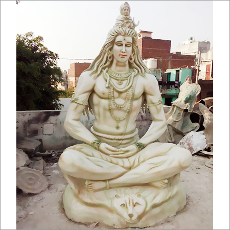 Fibre Lord Shivji Statue - Hand-Carved, 5 Feet Tall, Classic White Color | Polished Fiber Art for Temple & Outdoor Decor, Weighing 30-55 Kilograms