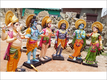 Fibre Lord Statue - High-Quality Fiber, 5 Feet Tall, Multicolour Finish | Hand-Carved, Polished Design for Exterior Decor and Temple Use