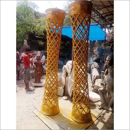 Fibre Pillar - High-quality Fiber, 4 Feet Tall, Golden Finish | Perfect For Weddings And Industrial Decor, Polished Surface