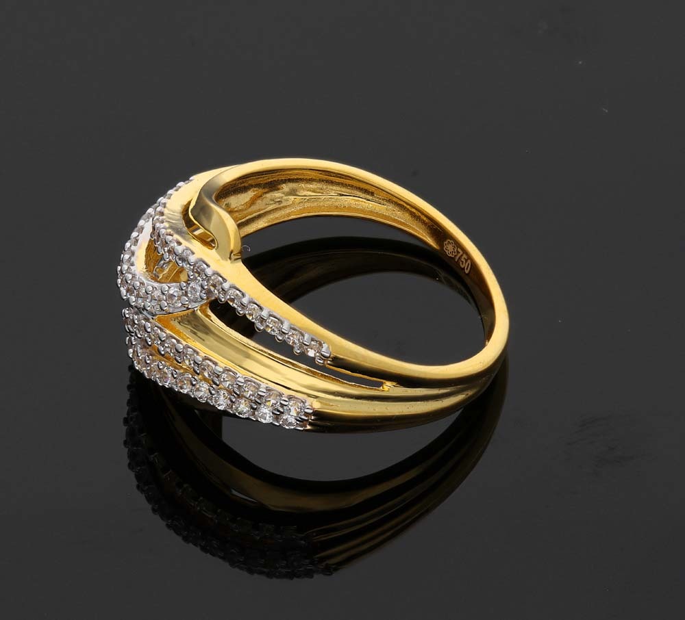 Cz Ladies Ring - Rose Gold 18kt, Golden Finish, Elegant Design For Sophisticated Parties