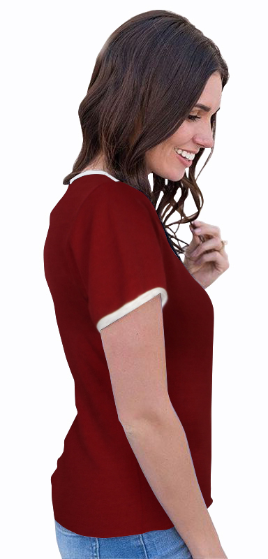 Western Knit Top - 23.5" Length, Maroon With Printed Design | Off Shoulder, Short Sleeves, Stylish And Fancy For Women And Girls
