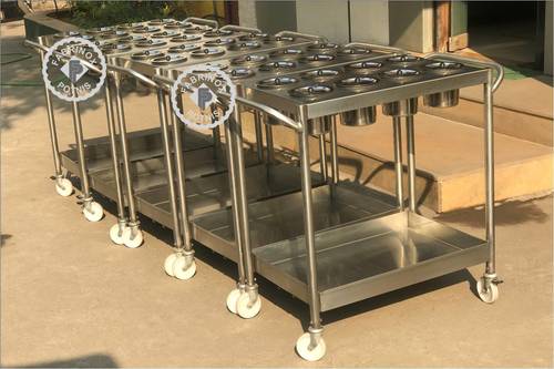 स्टील एसएस मसाला ट्रॉली