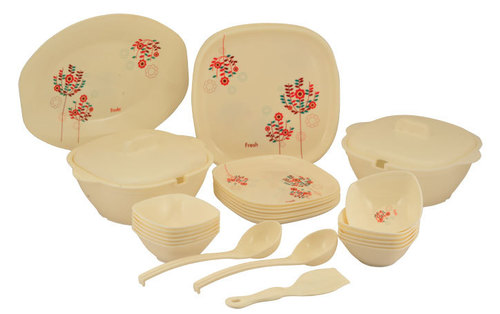 32 पीस स्क्वायर प्रिंटेड डिनर सेट