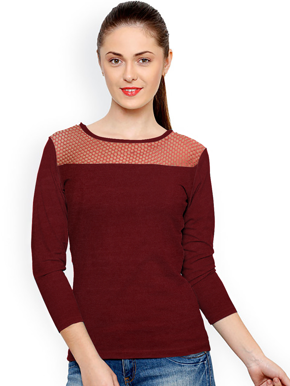 Maroon Printed Tops