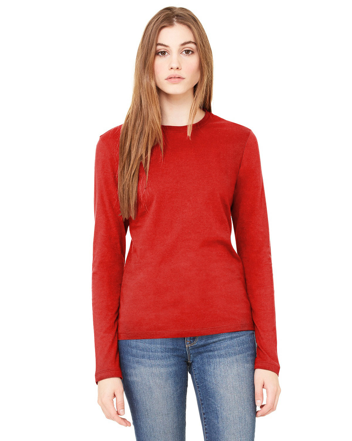 Western Knit Top - 26" Length, Full Sleeves | Red, Fancy Designer Style For Women And Girls, Plain Dyed Fabric