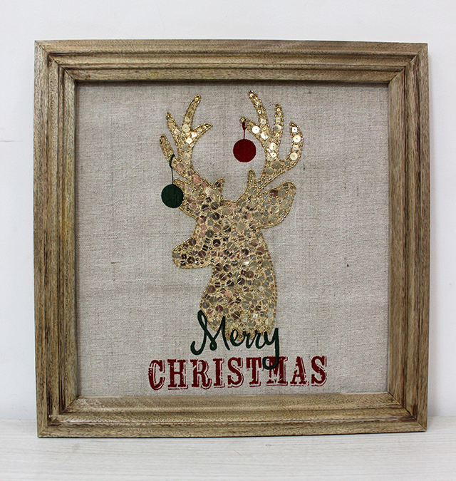 Handpainted Wooden Wall Decor - 12" X 12" Square, Antique Finish, Artistic Look