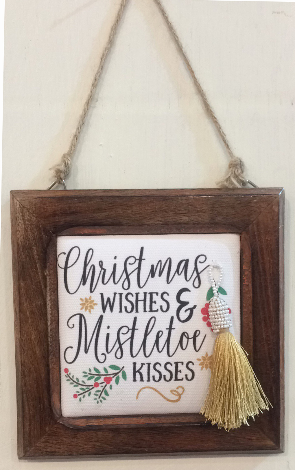 Handpainted Wooden Wall Decor - 12" X 12" Square, Antique Finish, Artistic Look
