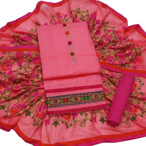 मल्टी चंदेरी अनस्टिच्ड सूट