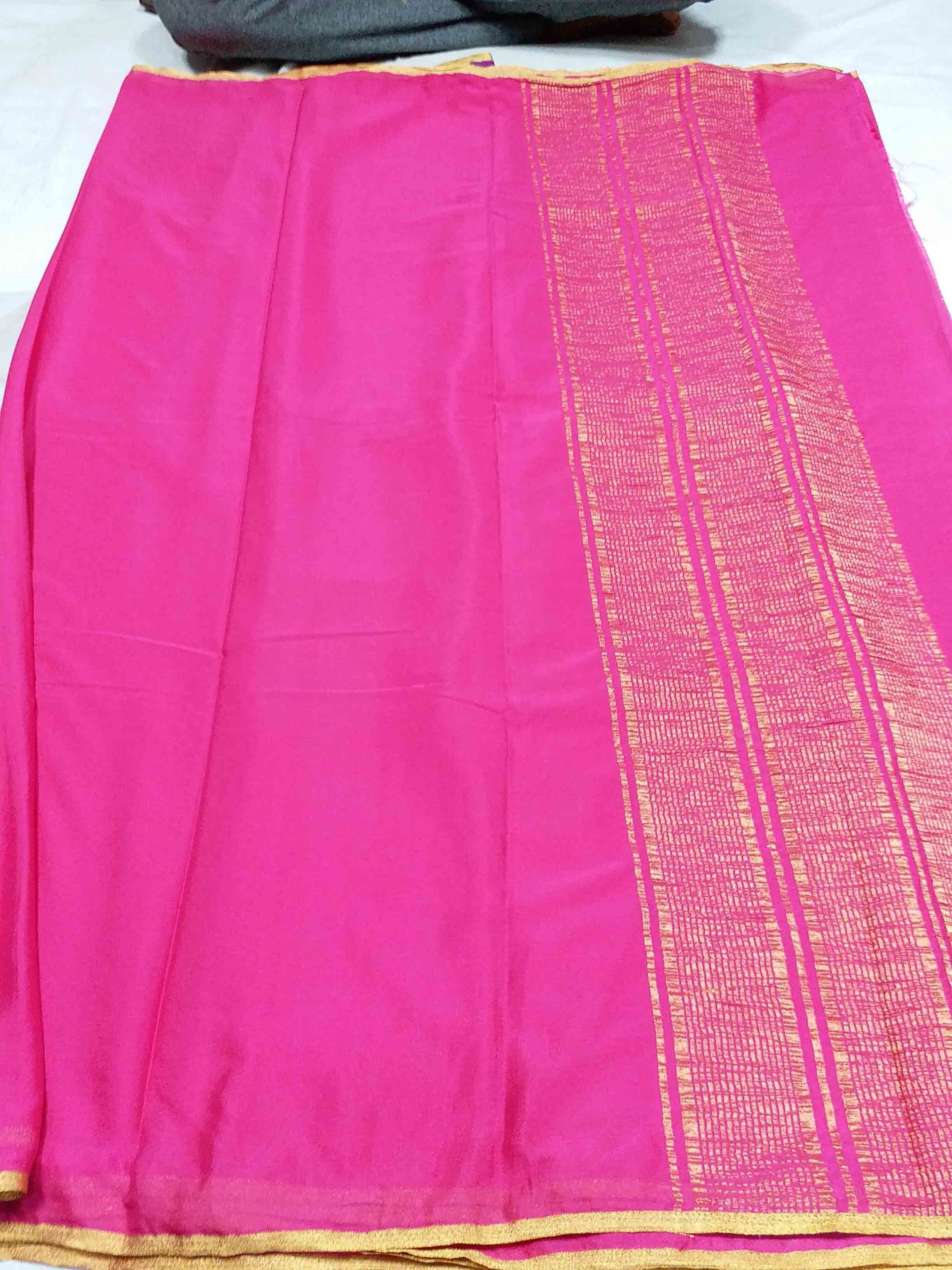 Chiffon Chinnon Kani Border Chitpallu Sarees