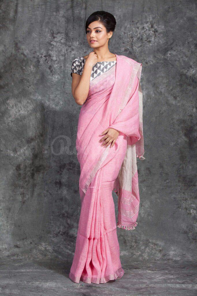 Linen Plain Sarees