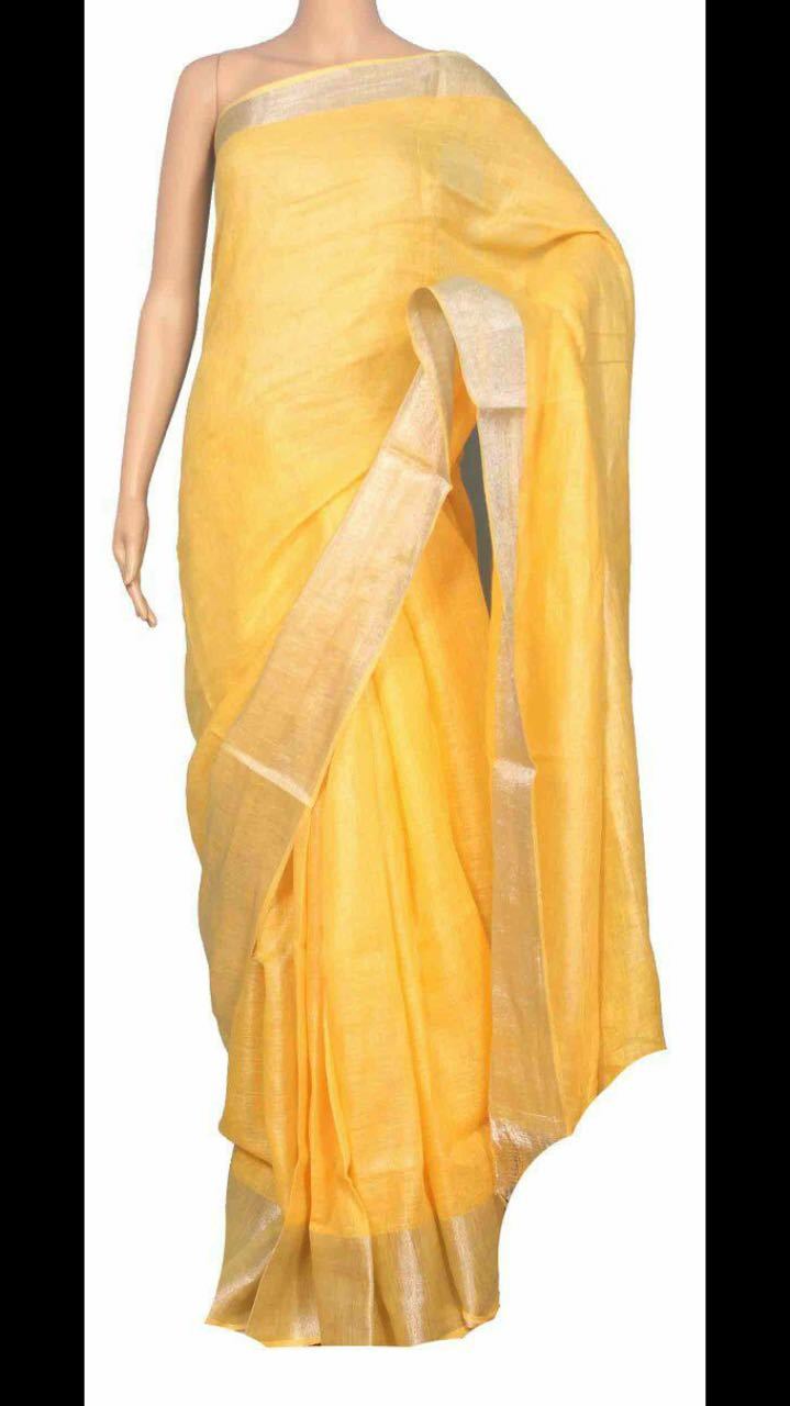 Linen Plain Sarees