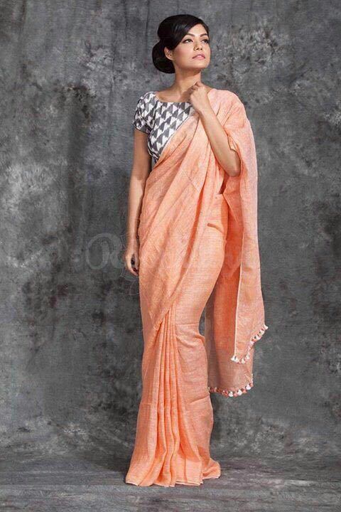 Linen Plain Sarees