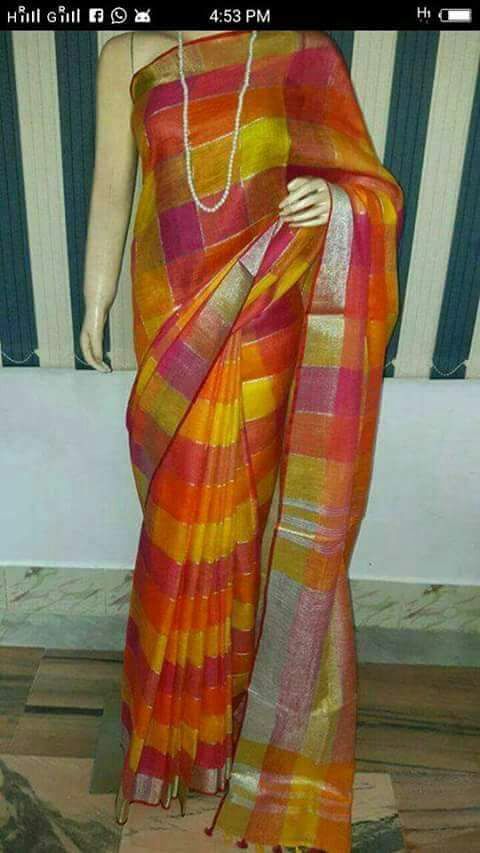 Linen Check Sarees