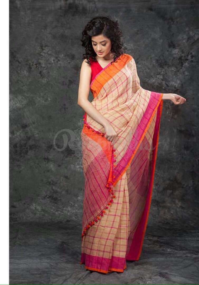 Linen Check Sarees