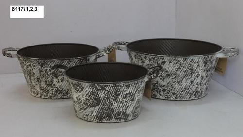 White & Greenish Brown Patio Planters