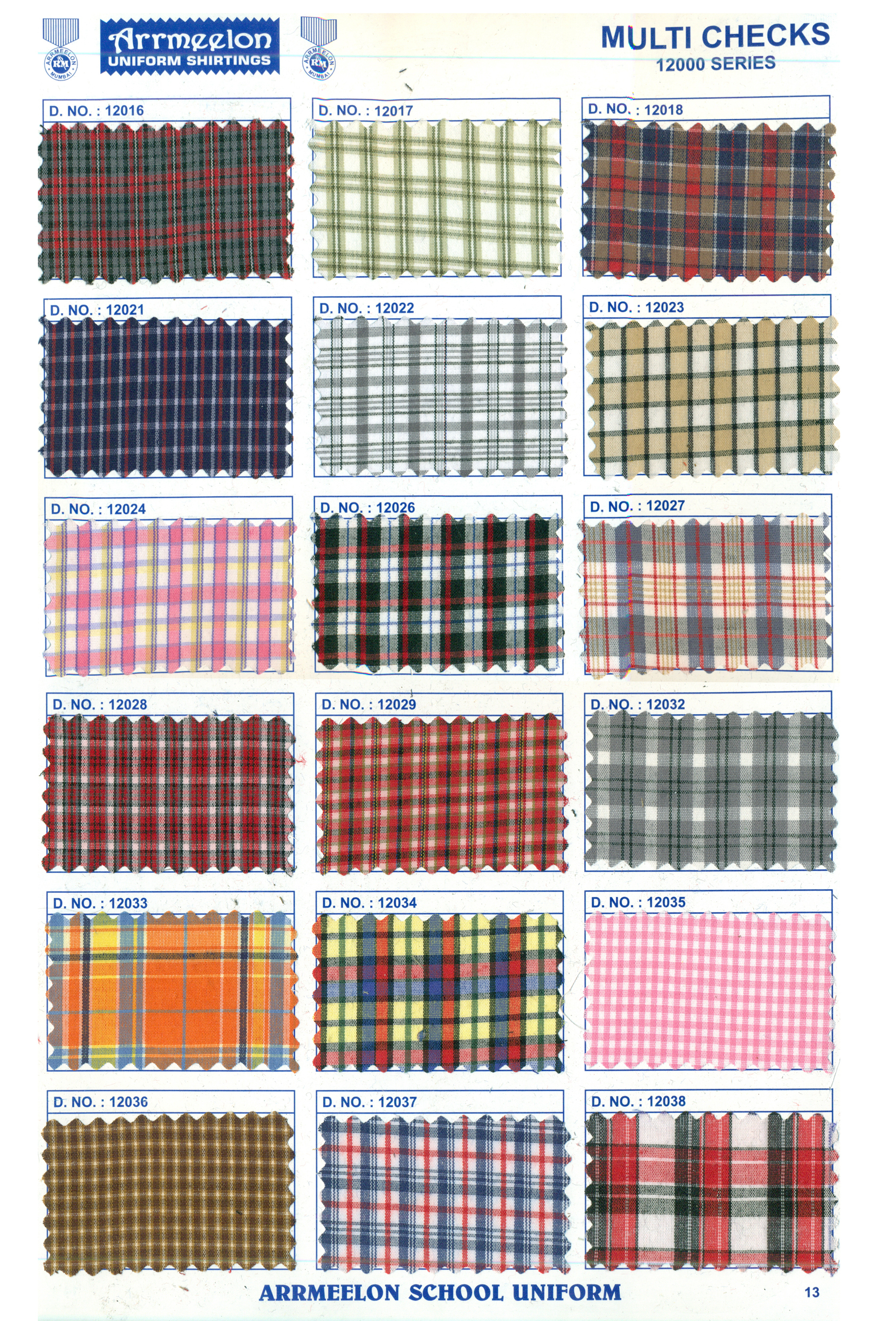 Multiple Design Checks Uniform Shirting Fabric - Polyester, Multicolour, Plain Style | Quick Dry, Washable, Check/stripes Texture