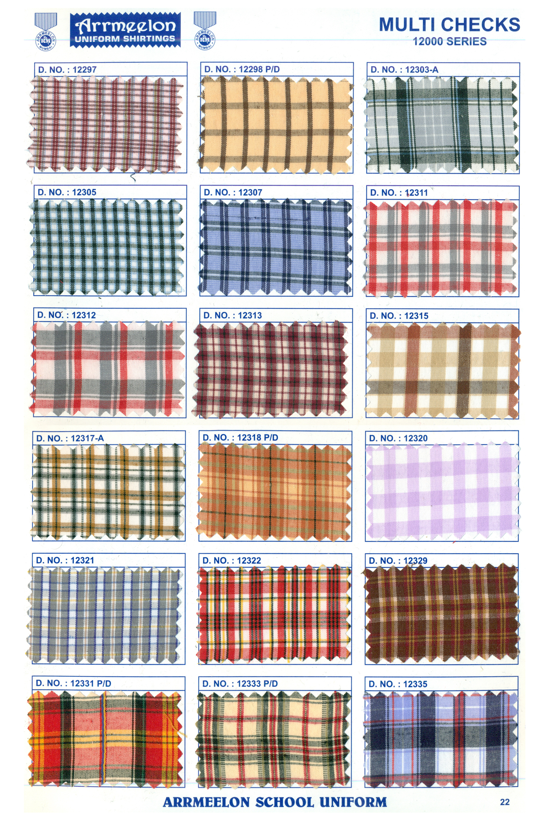 Multi Check Uniform Fabric - Attributes: Washable