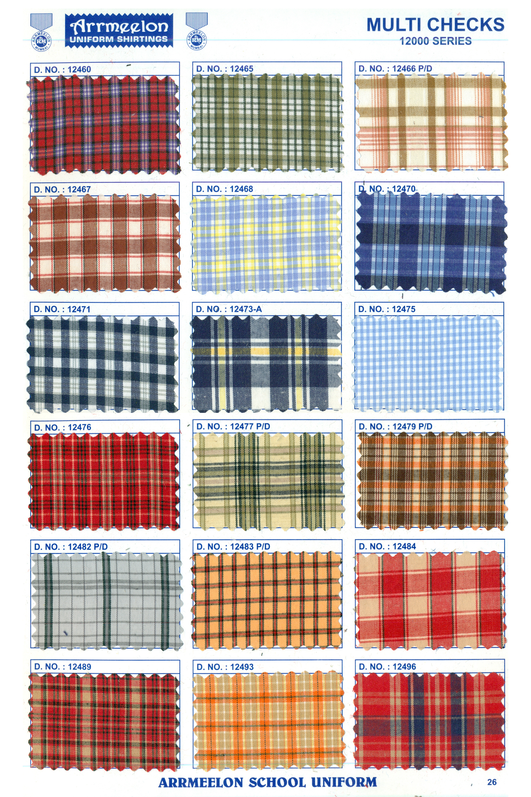 Checkard Multi Uniform Fabric - Polyester Material, Multicolour | Quick Dry, Washable, Plain Style, Check/stripes Texture For Apparel