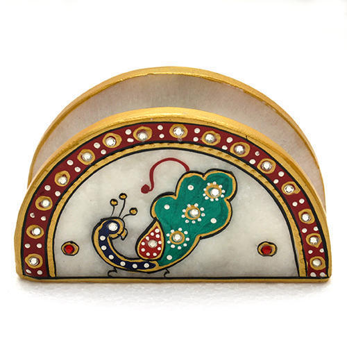 Marble Tissue Holder - Marble Material, Small Size, Multicolor | Indian Regional Style, Elegant Design For Home Dã©cor