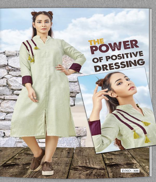 Light Pista Printed Cotton Kurti