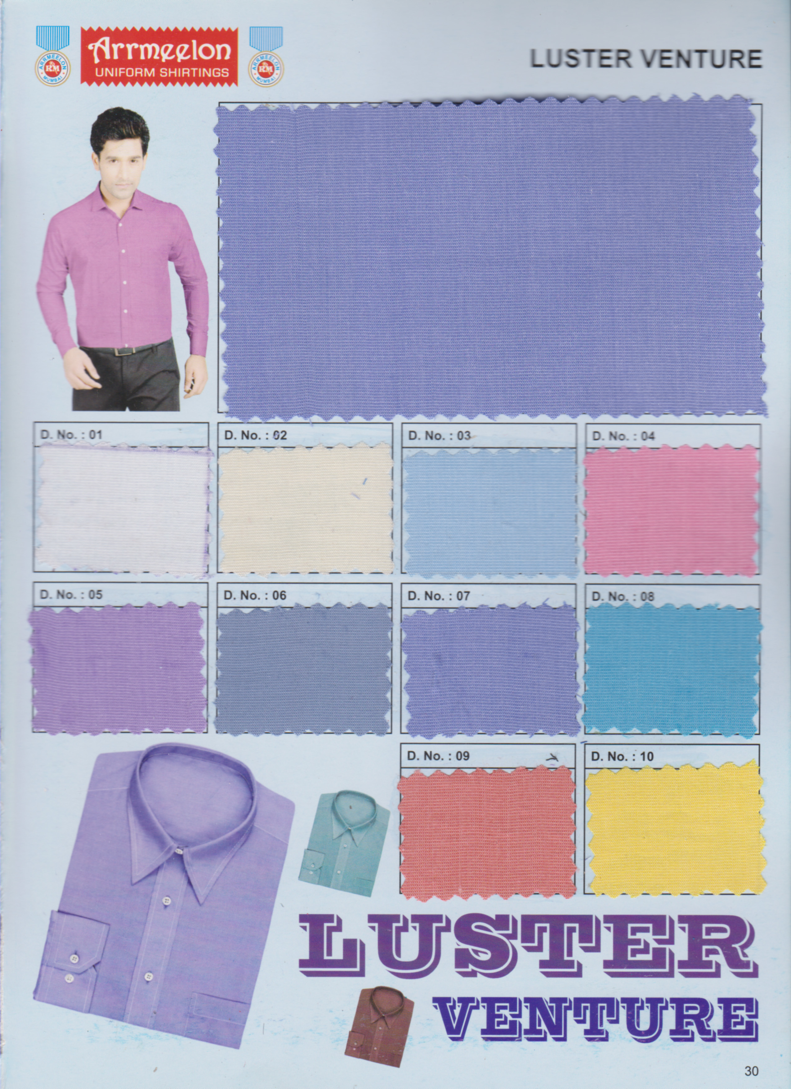 Luster Venture Uniform Fabric - Polyester Material, Multicolour, Lightweight | Washable Plain Apparel Fabric For Versatile Clothing