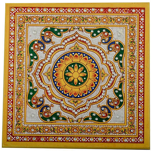 मल्टी कलर मार्बल डेकोरेटिव चोकी