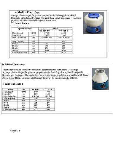Medico Centrifuge - Stainless Steel, 310x310x290 mm, Blue and White | Electric Power 220-240 Volt, Lightweight 6.50 kg