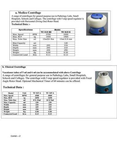 मेडिको सेंट्रीफ्यूज एप्लीकेशन: प्रयोगशाला