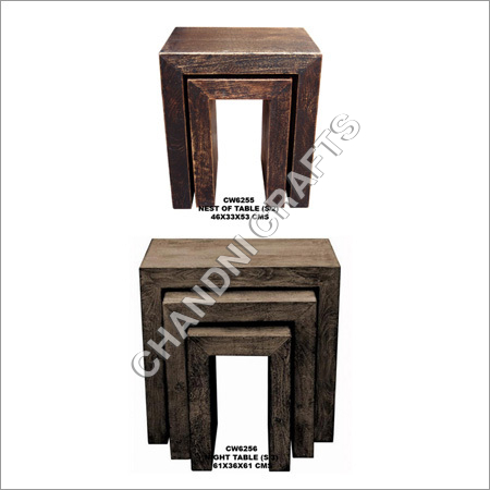 Wooden Table Set - Acacia, Mango Wood, Sheesham | Brown Finish, Modern Style, Square Shape, Trendy Design, Robust and Rot-Resistant