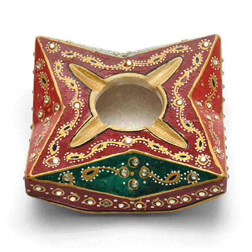 Marble Ashtray - Medium Size, Multi Color Meenakari Work | Indian Handmade, Unique Gift Option