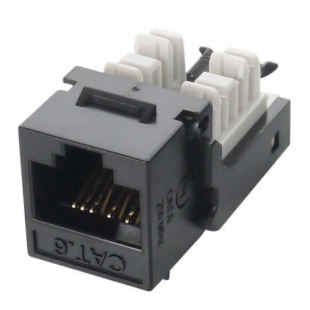 Cat6 Utp Component Level Toolfree Keystone Jack - Plastic 1x1x1 Inch Black, 20mî© Contact Resistance, 1000vac, Tool-free, Ul Certified, Rohs Compliant