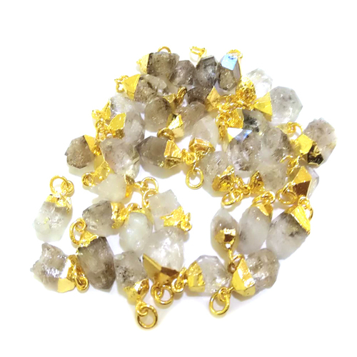 एमराल्ड रॉ हर्किमर डायमंड गोल्ड कैप पेंडेंट