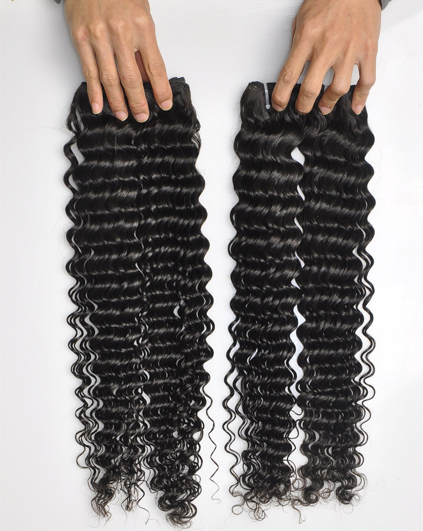 Deep Curly Human Hair - 100% Organic Indian Virgin Hair, 12 Inch Length, Natural Black Color | Shiny, Soft, Thick Texture With One-sided Cuticles, 90 Days Warranty