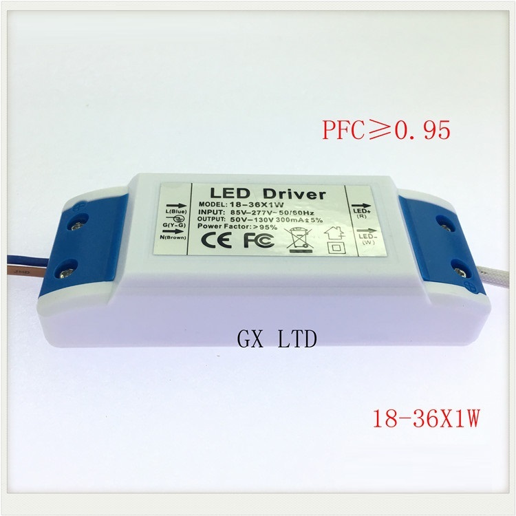 Ceiling Lamp Led Driver Power Supply 18-36x1w Input Ac 85-265v Output Dc 54v-120v/300maa A 5% Base Material: Fr3