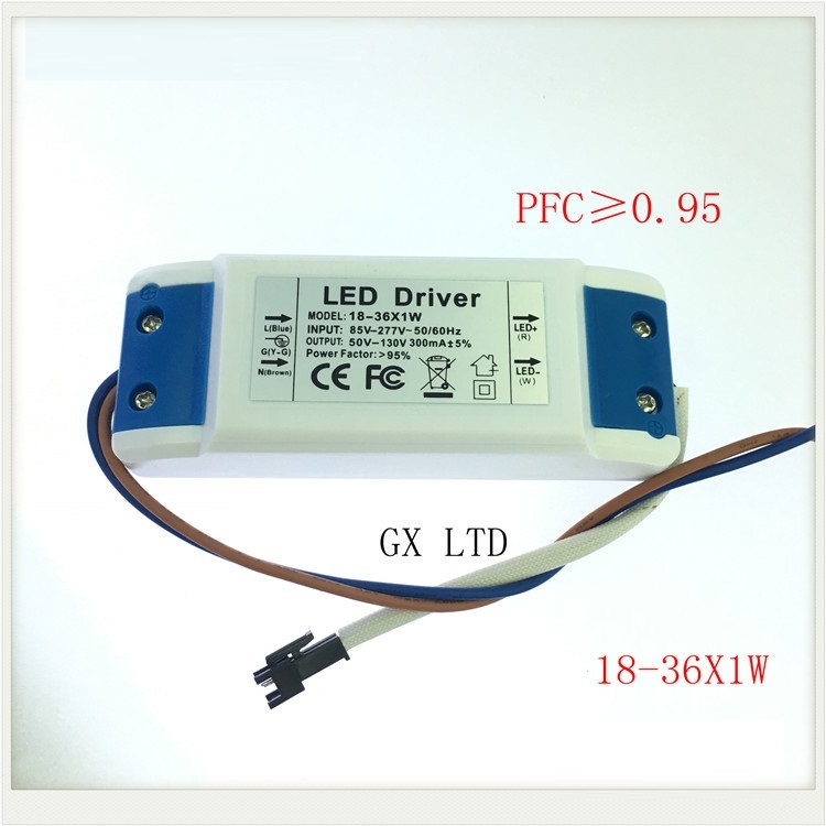 Ceiling Lamp Led Driver Power Supply 18-36x1w Input Ac 85-265v Output Dc 54v-120v/300maa A 5% Base Material: Fr3