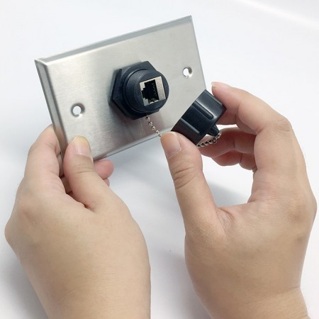 Ip67 Industrial Cat6a Stp 180 Degree Bulkhead Coupler