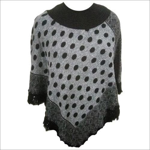 Ponchu - Lace-embellished, Printed Design | Black Color, Stylish And Unique Fashion Accessory