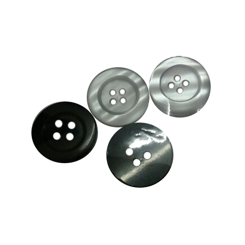Transparent Shirt Button - Acrylic Material, 4-hole Design, Round Shape, Flatback Style | Grey And Black Color Options