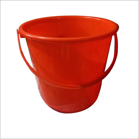 Plastic Bucket - 10 Liters, 30 Cm X 25 Cm | Orange Color, Double Handle, Round Shape