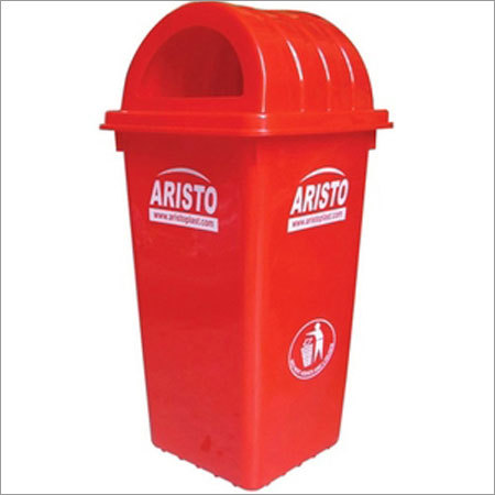 Dustbin - Plastic, Large Volume Design, Red Color With Dome Lid | Durable And High-quality Finish For Home, Hotel, And Public Use