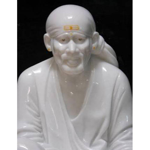 Marble Sai Baba Statue - Large Size, White Color | Indian Regional Style, Exquisite Marble Work