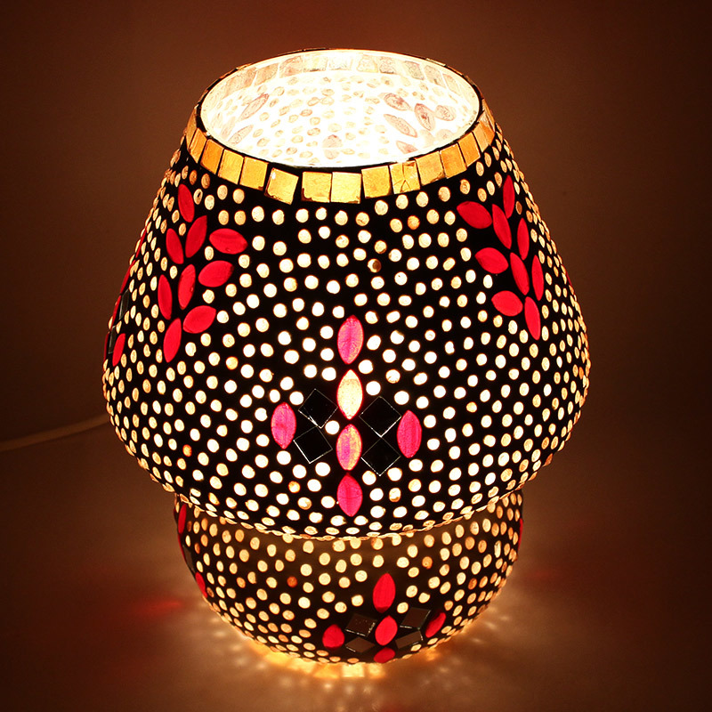 Any Colour Of Your Choice Handcrafted Polka Design Decorated Dome Shaped Table Lamp