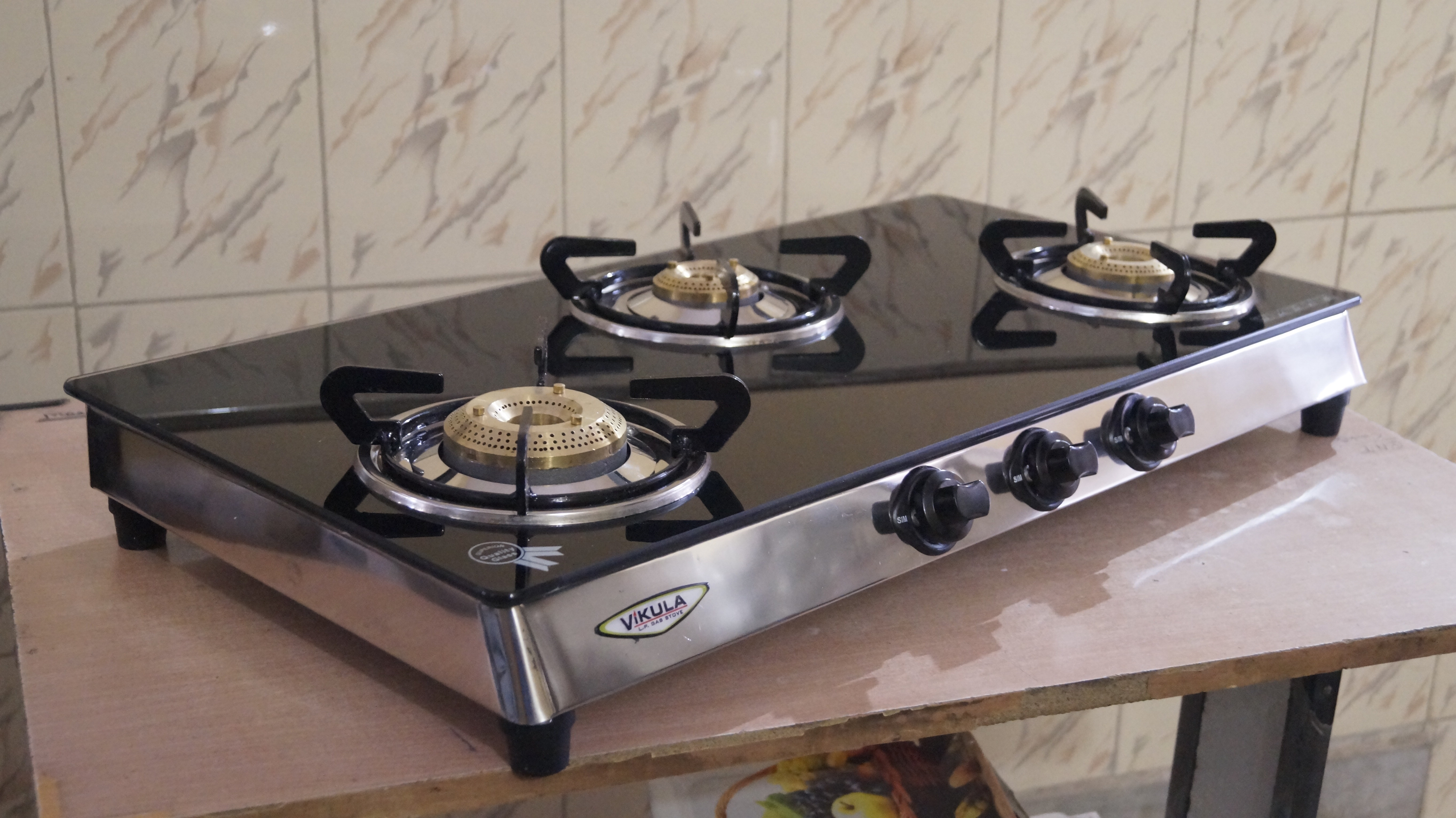 Lpg Gas Stove 3 Burner Black