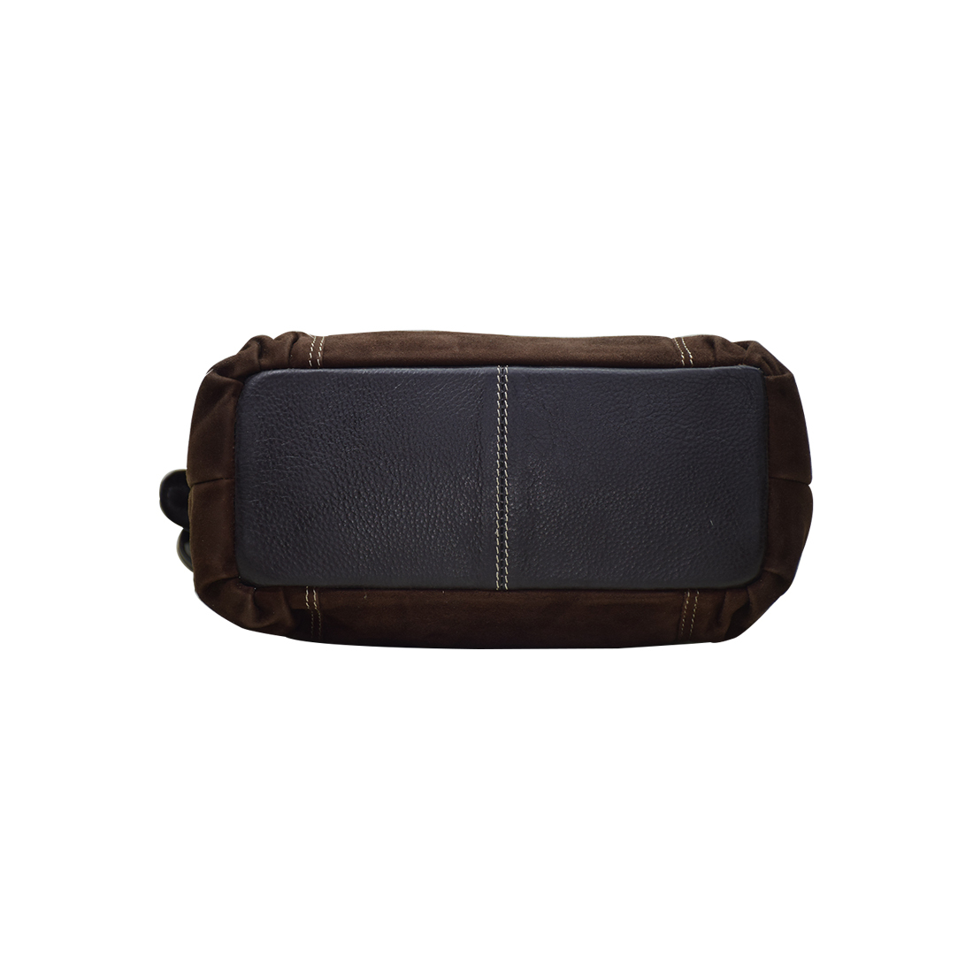 Genuine Sheep Suede Shoulder Bag - 28 X 24 X 10 Cm , Deep Brown With Ykk Zippers & Spacious Design