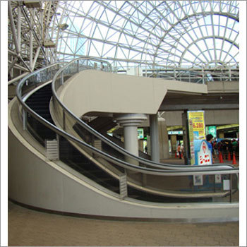 Escalator - Steel & Aluminum, Customizable Dimensions, Variable Speed, High Capacity, Electric Power, Emergency Stop Safety Feature, Microprocessor Control System