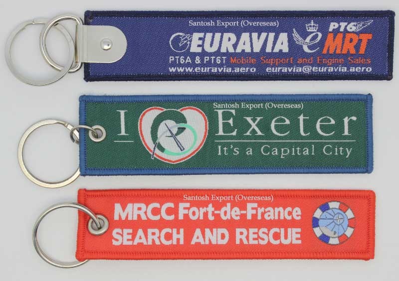 Fabric Embroidery Key Chain - 127x33 Mm With Marrow Edges | Custom Cmyk Or Pantone Colors, Eyelet And Key Ring, Professional Gift Theme