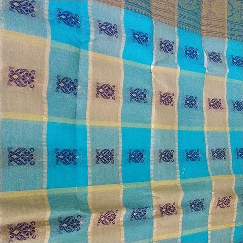 Sky Blue And Golden Tant Embroidery Saree